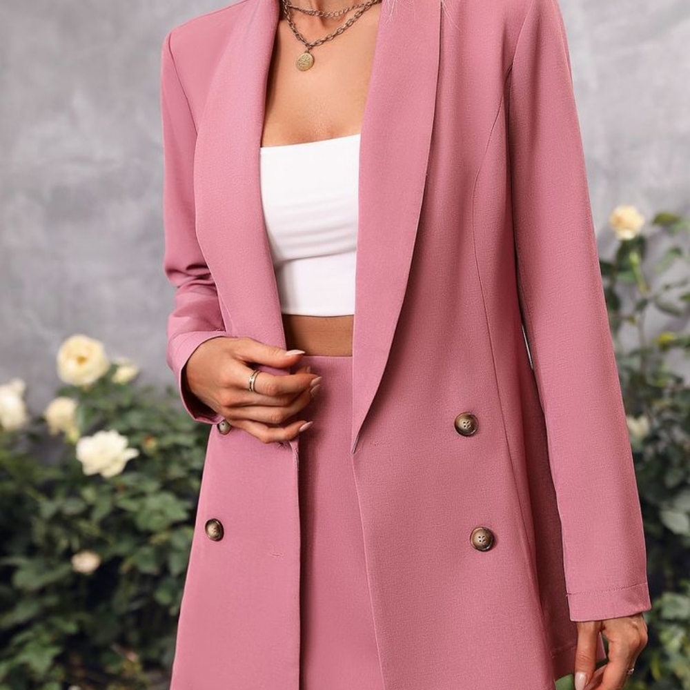 Woman Blazer Jacket Slim Fit Pink Size S